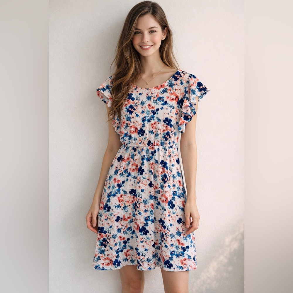Merona Flutter Sleeve Floral Print Dress